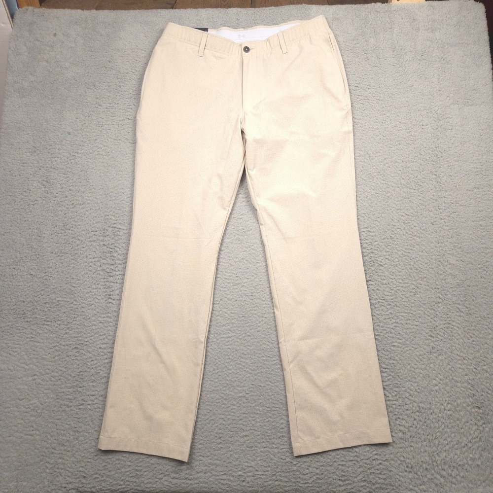 Under Armour UA Tapered Golf Pants Mens 36x32 Tan Straight Leg Stretch